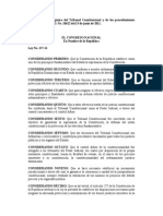 Ley No. 137-11 Orgánica del Tribunal Constitucional de la Republica Dominicana