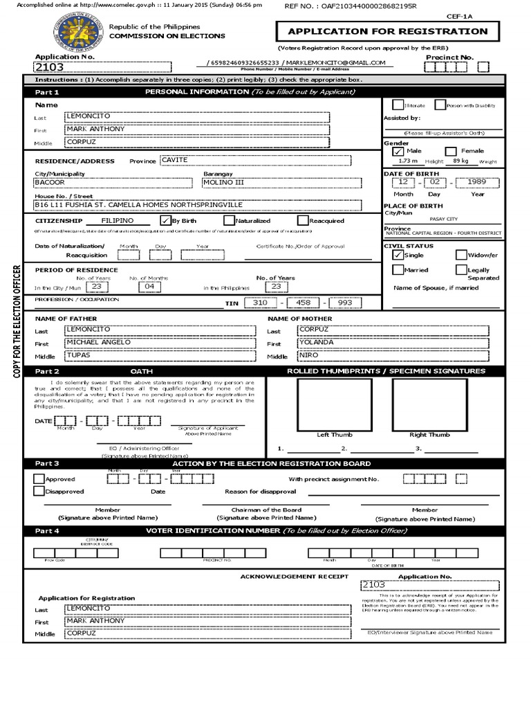 Application No.: Phone Number / Mobile Number / E-Mail Address | PDF ...