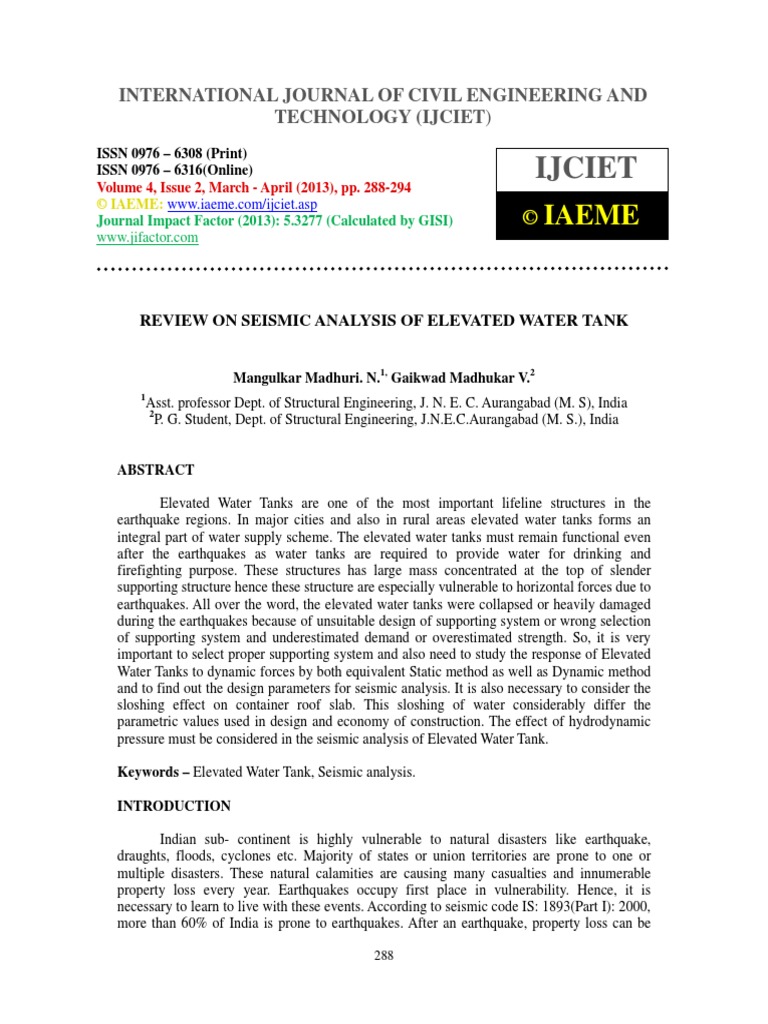 Review On Seismic Analysis of Elevated Water Tank-2-Libre | PDF ...