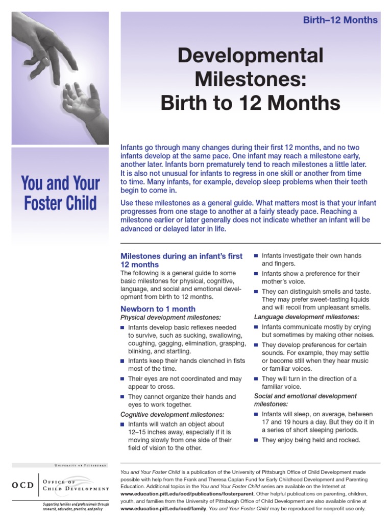 Infant Developmental Milestones Guide | PDF | Infants | Child Development