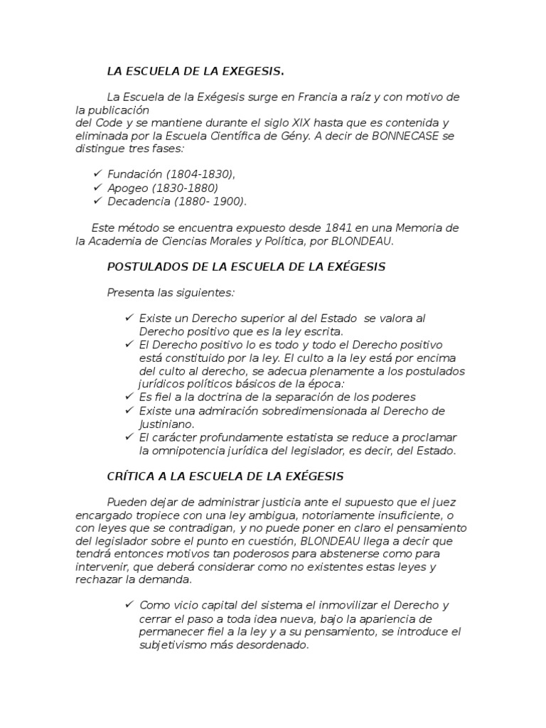 La Escuela de La Exegesis Gobierno Política