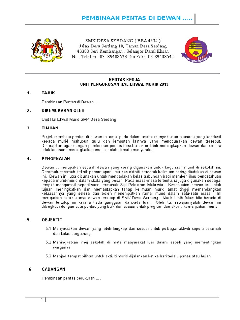 kertas kerja pembinaan surau