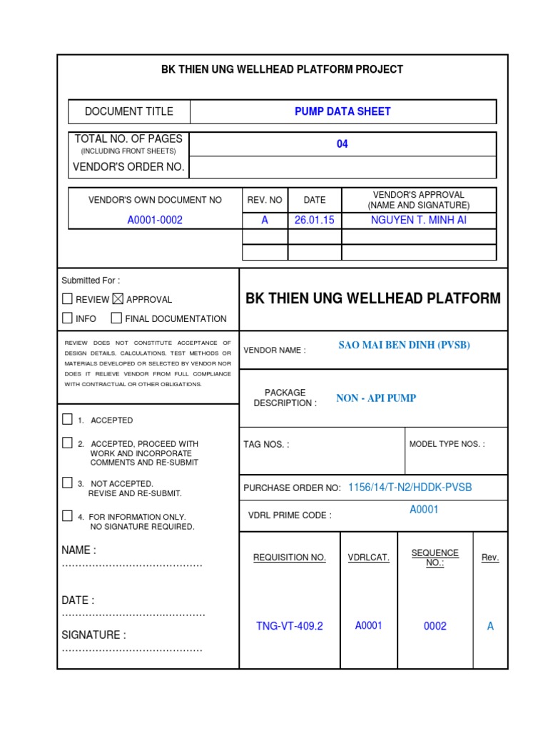 Pump Data Sheet | PDF