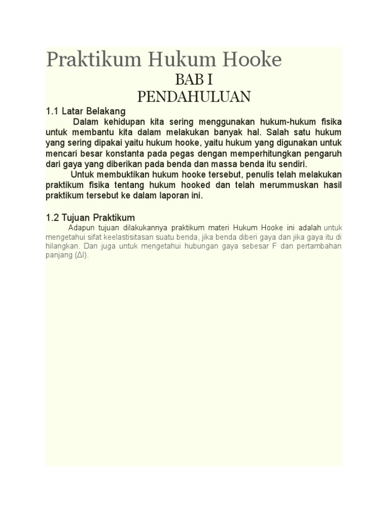 Laporan Praktikum Hukum Hooke | PDF