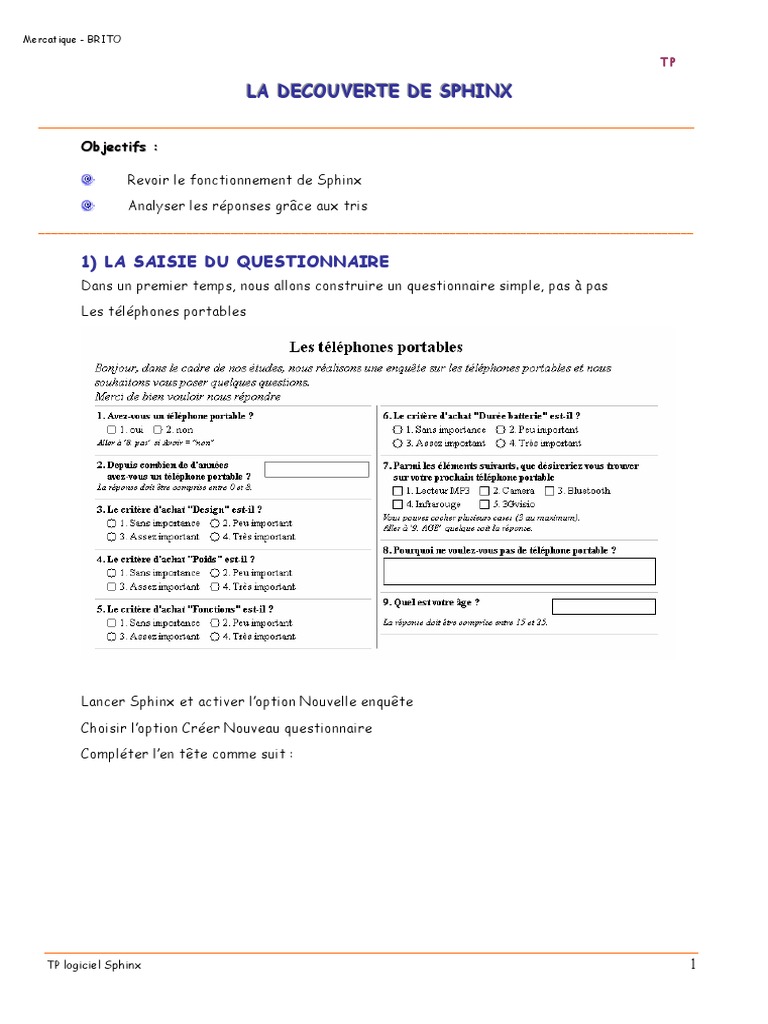 Utilisation de Sphinx pour questionnaires | PDF | Corrélation ...