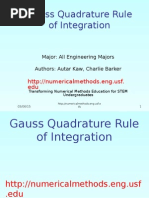 Gauss Quadrature Integration