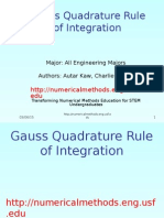 Gauss Quadrature Integration