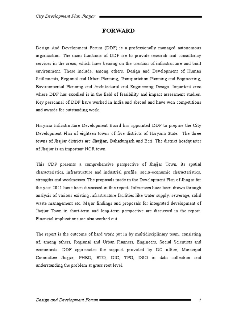 Jhajjar Development Plan PDF Sanitary Sewer Infrastructure