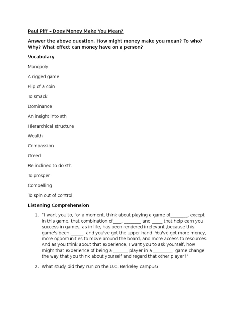 Paul Piff Does Money Make You Mean PDF