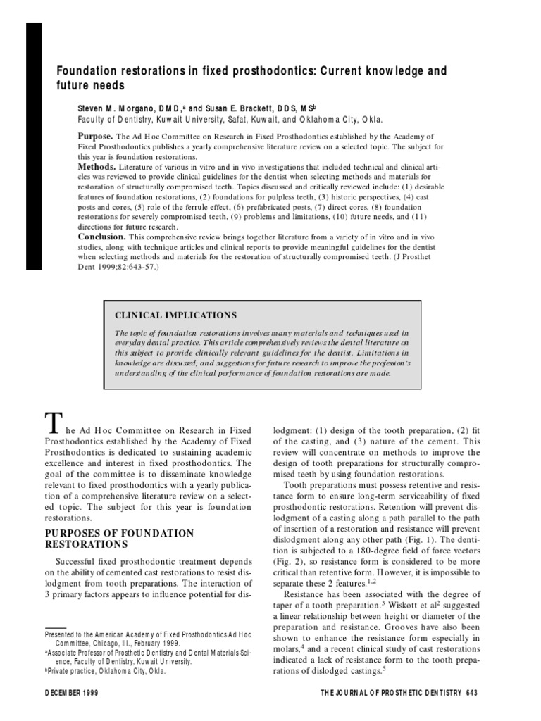 Foundation Restorations PDF Dental Composite Dentistry