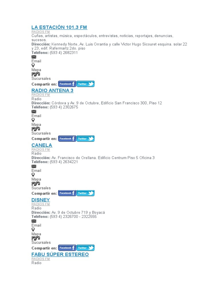 Radios Ecuador PDF Radiodifusión Radio