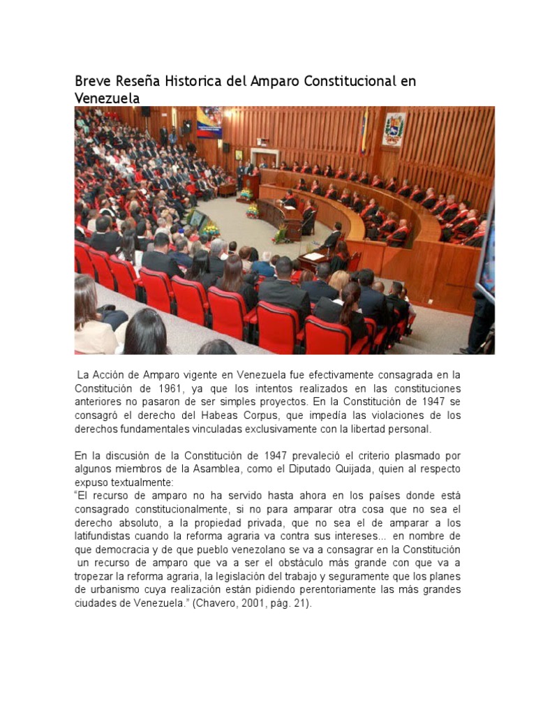 Breve Reseña Historica Del Amparo Constitucional en