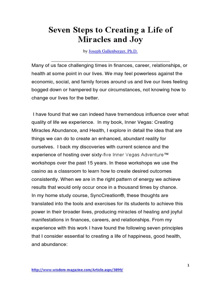 Seven Steps To Creating A Life of Miracles and Joy | PDF | Metaphysics ...