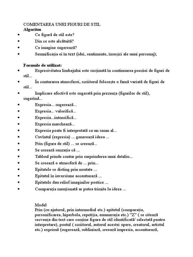Comentarea Unei Figuri de Stil  PDF