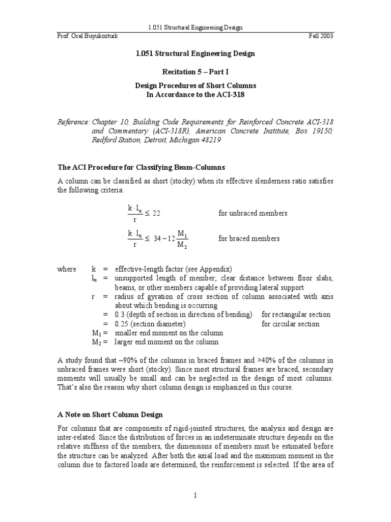 Design of Short Columns | PDF | Column | Structural Load