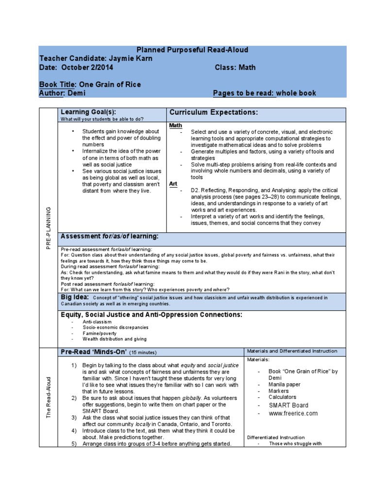 worksheet One Grain Of Rice Worksheet Answers one grain of rice read aloud educational assessment differentiated instruction