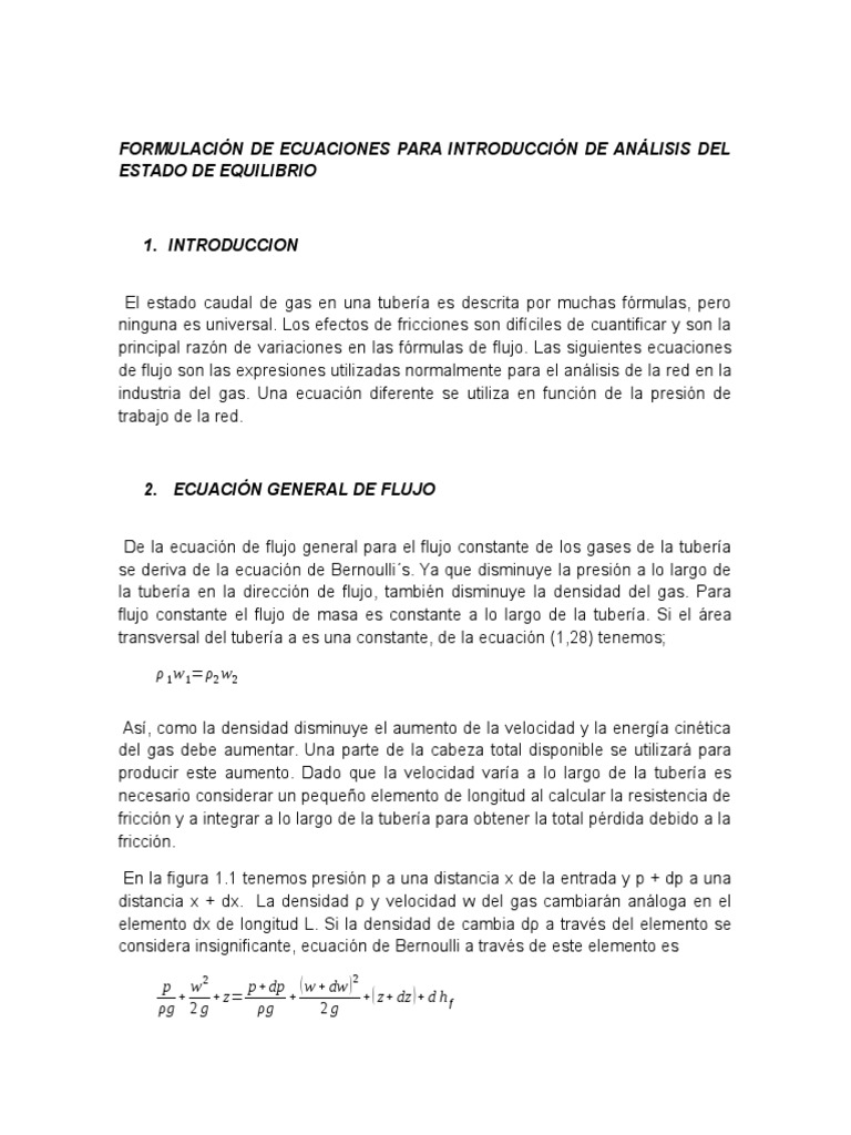 Ecuaciones de Flujo de Gas en Tuberías | PDF | Gases | Densidad