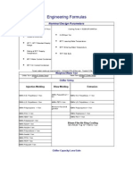 Engineering Formulas: Nominal Design Parameters