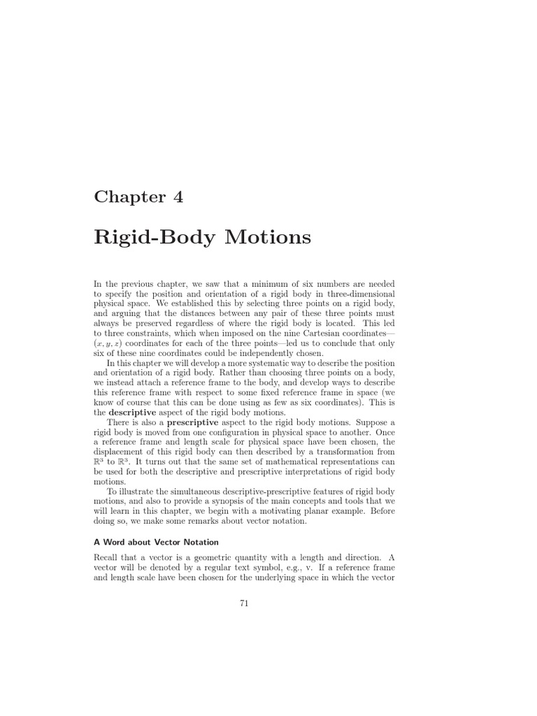 Rigid Body Motion Analysis in 3D | PDF