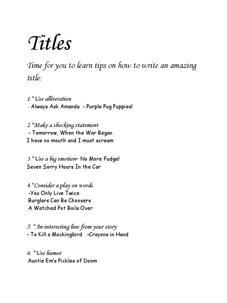 Writingtitles | PDF