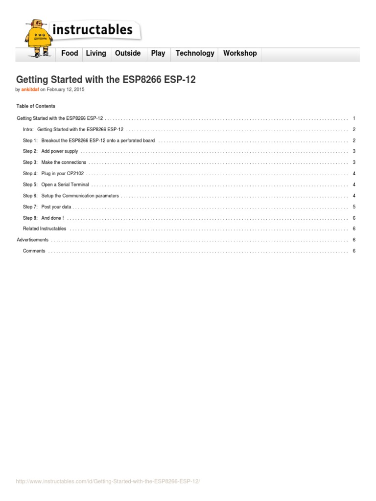 ESP8266 ESP-12 Setup Guide | PDF | Electrical Connector | Usb