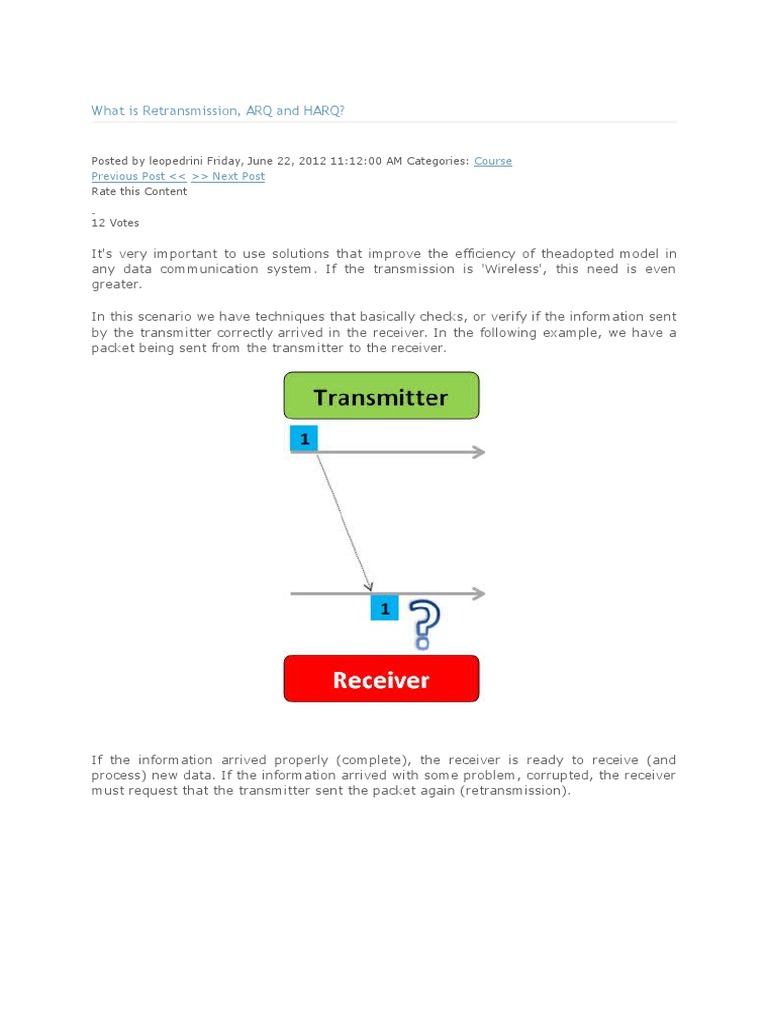 Retransmission, ARQ and HARQ | PDF | Error Detection And Correction ...