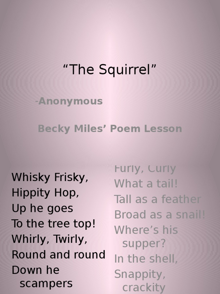 The Squirrel Children's Poem Syllable Human Communication