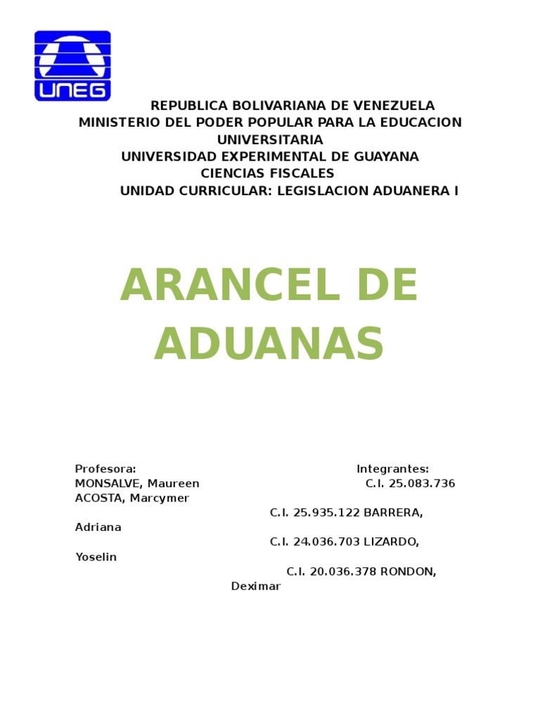 Arancel de Aduanas | PDF | aduana | Arancel