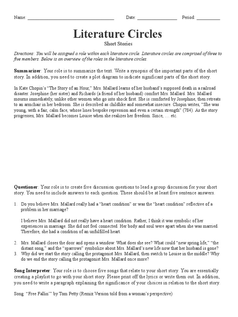 Lit Circle Examples PDF