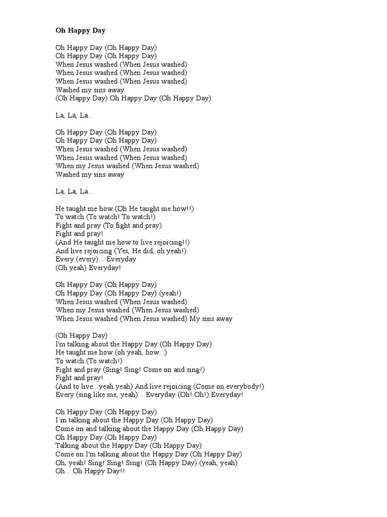 Coletar 39+ imagem oh happy day tradução letra br.thptnganamst.edu.vn