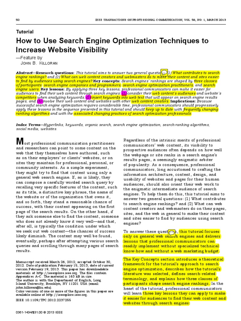 How To Use Search Engine Optimization Techniques To | PDF | Search ...