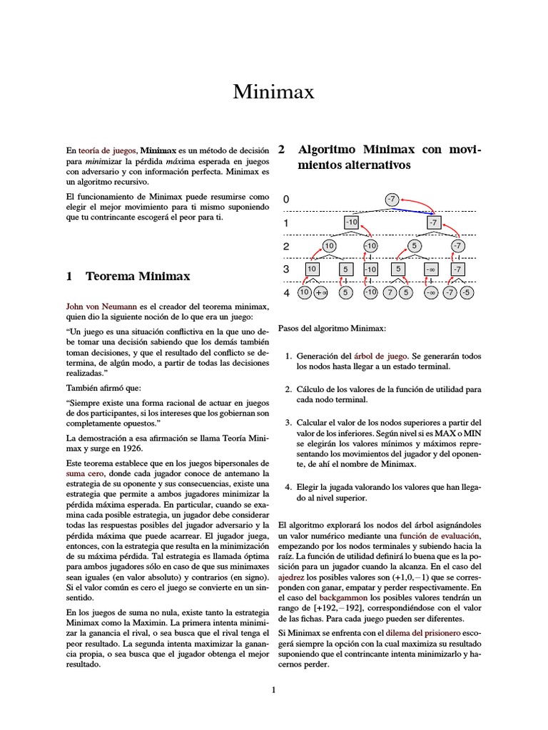 Algoritmo y Teorema Minimax | PDF | Economía de la incertidumbre ...
