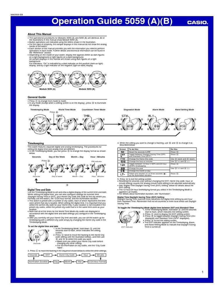 Baby-G Watch Operation Manual | PDF | Daylight Saving Time | Timer
