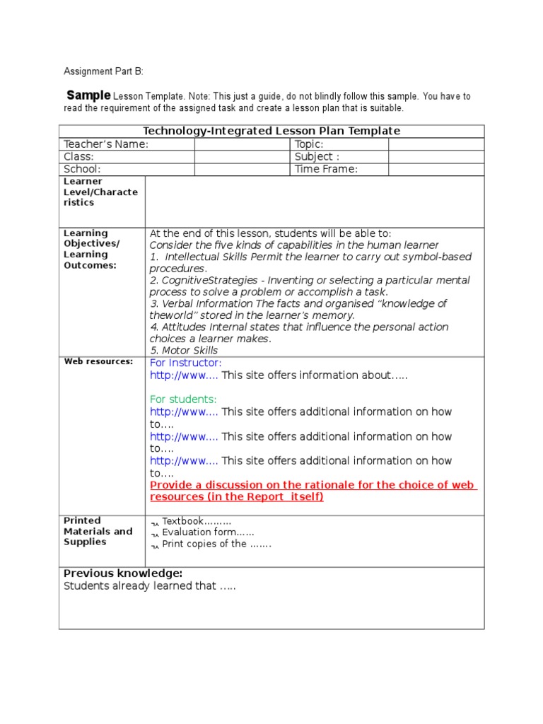 Suggested Lesson Plan Assignment Part C | PDF | Recall (Memory ...