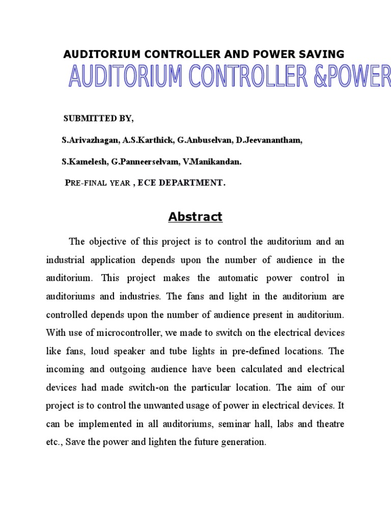 Auditorium Controller and Power Saving | PDF | Technology & Engineering