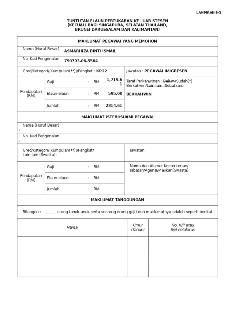 Tuntutan Elaun Pertukaran Ke Luar Stesen Noriza Pdf