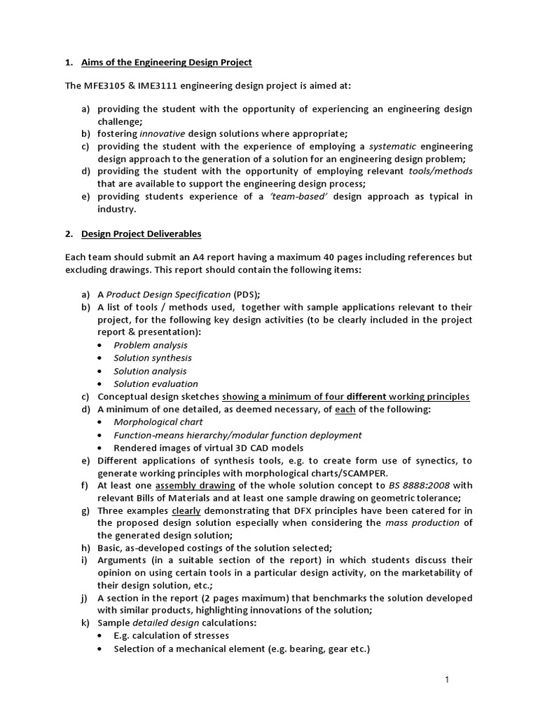 Design Project Guidelines 2015 | PDF | Engineering Design Process | 3 D ...