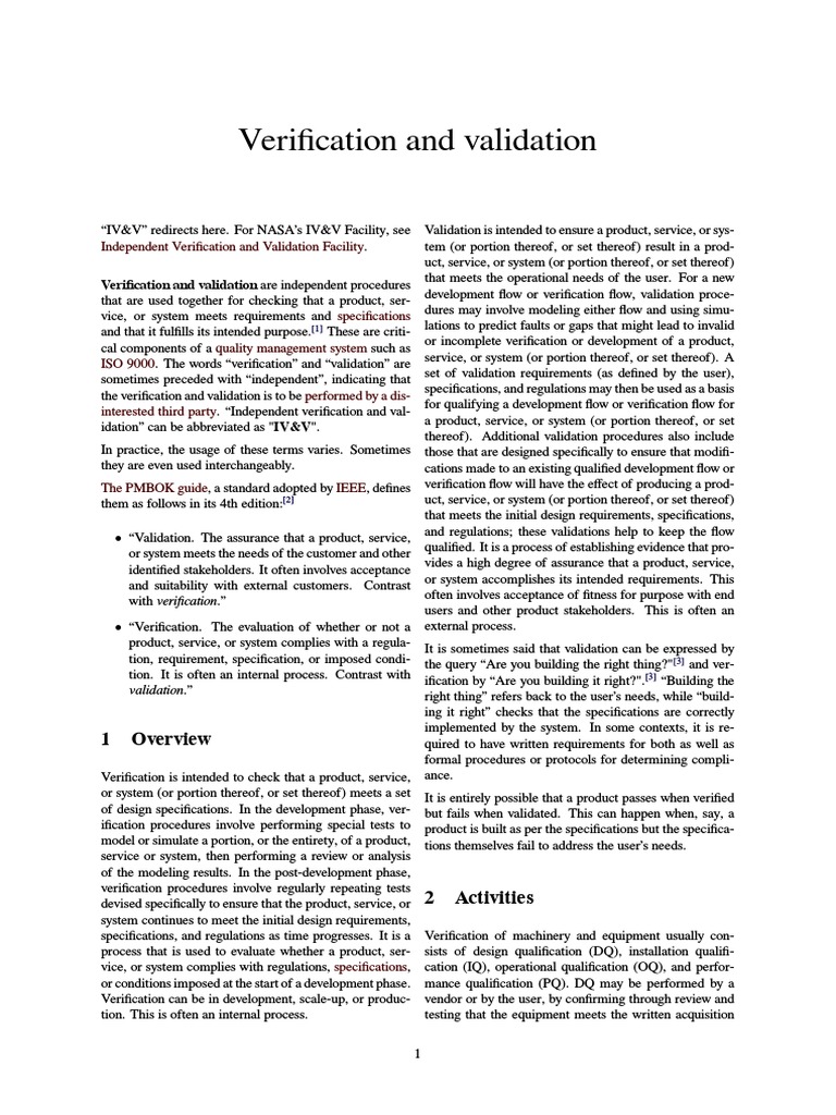 Verification and Validation | PDF | Verification And Validation | Wellness