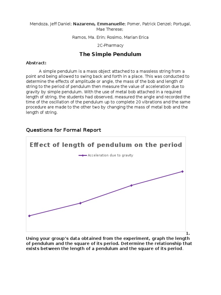 Eff Ect of Length of Pendulum On The Period | PDF