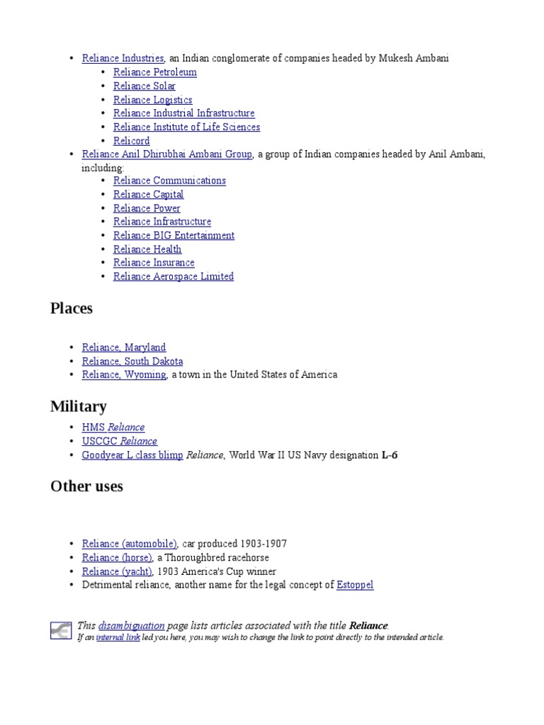 Reliance | PDF