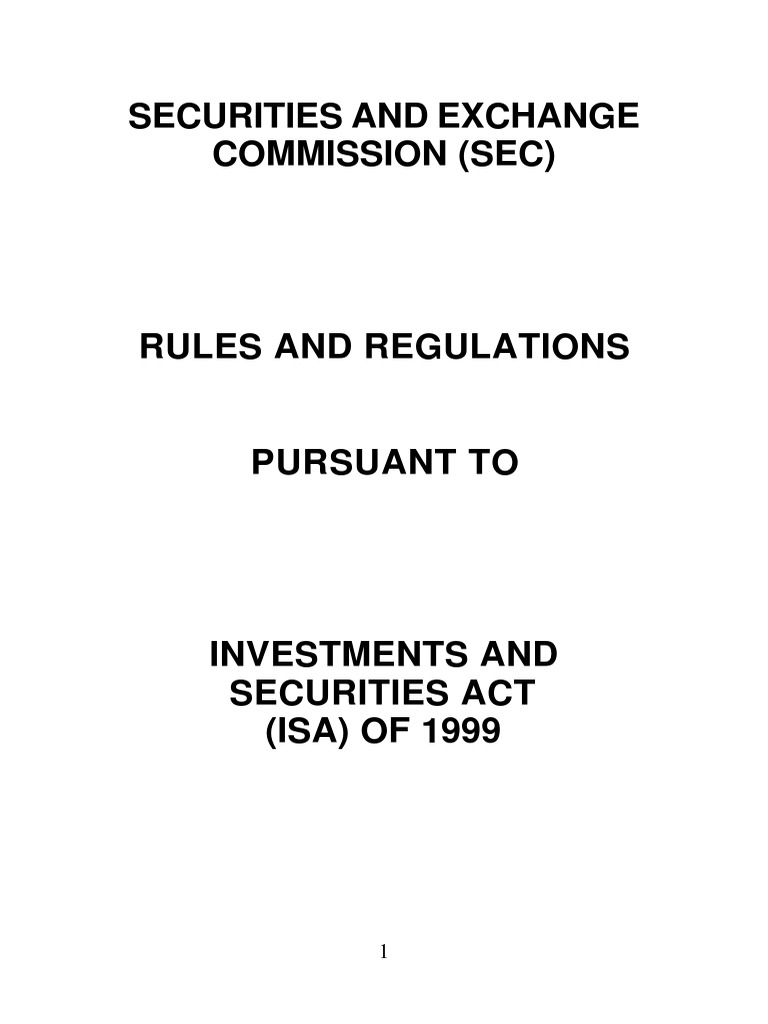Nigerian SEC Rules and Procedures 1999 | PDF | Securities Act Of 1933 ...