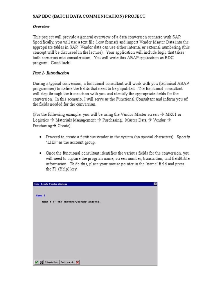 Sap BDC (Batch Data Communication) Project | PDF | Areas Of Computer ...