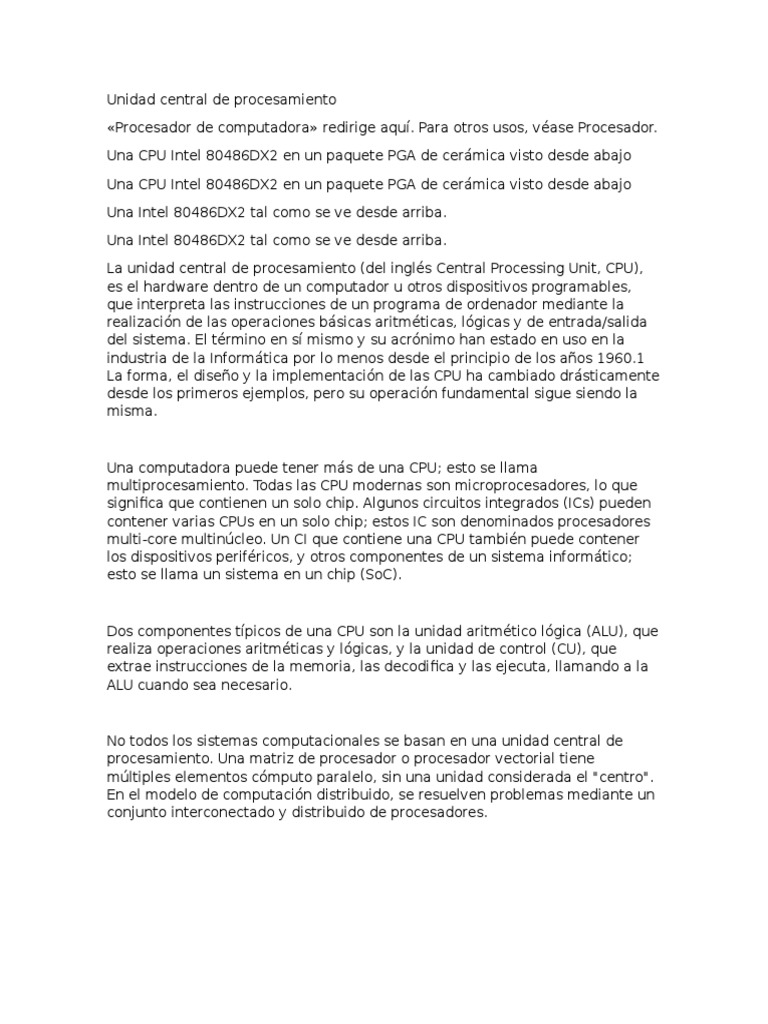 Unidad Central de Procesamiento | PDF