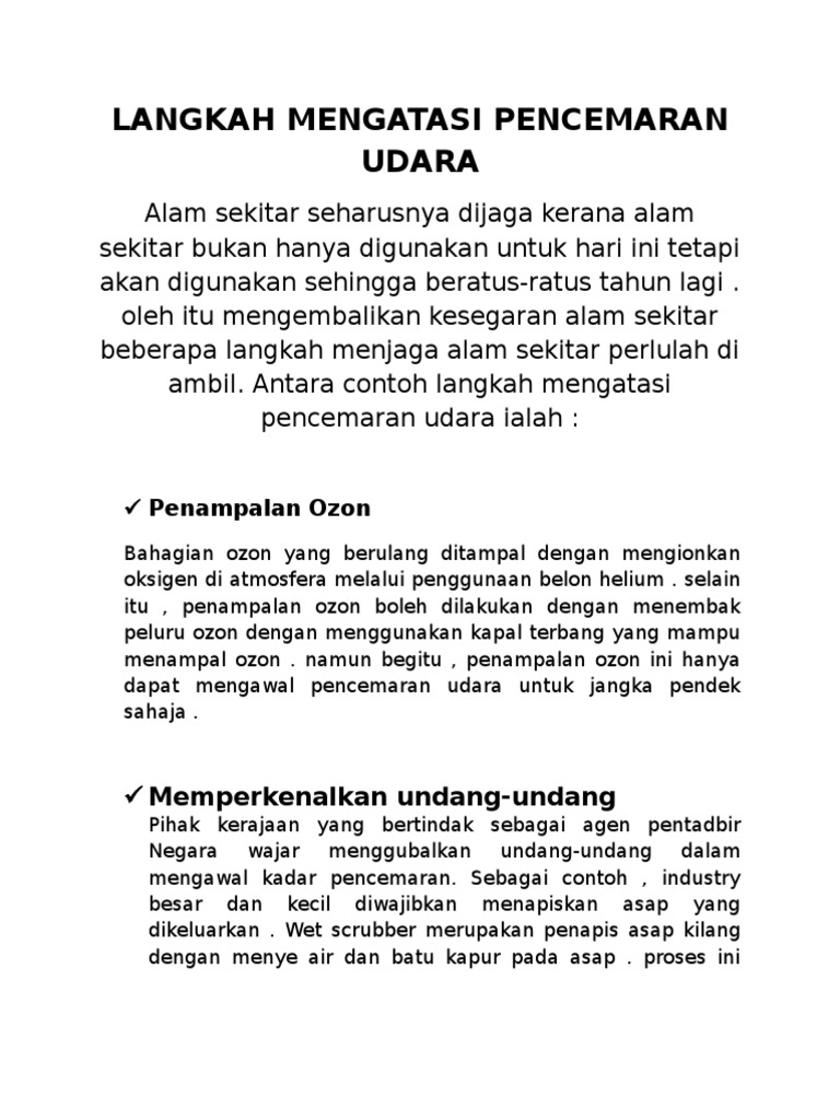 Langkah Mengatasi  Pencemaran  Udara 