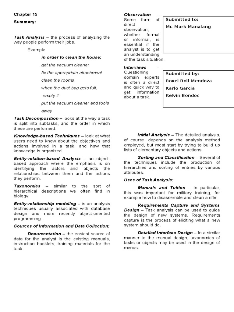Task Analysis Techniques Overview | PDF