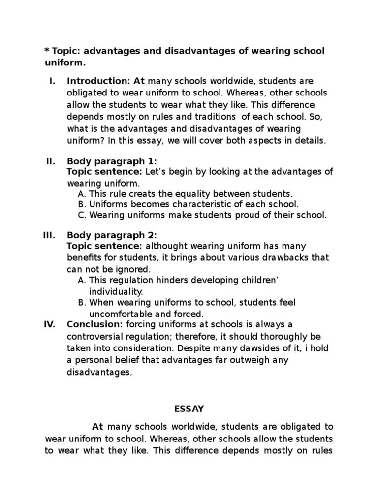 School Uniforms Essay Introduction Telegraph