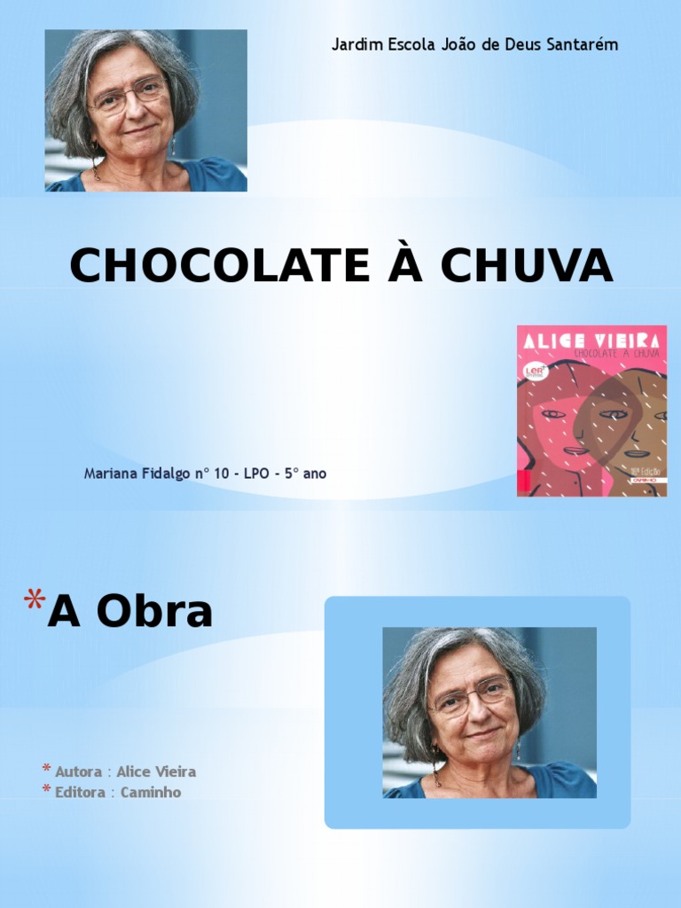 Resumo Da Obra Chocolate à Chuva De Alice Vieira