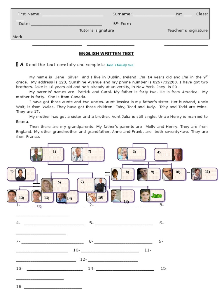 English Written Test for 9th Grade | PDF | Foreign Language Studies
