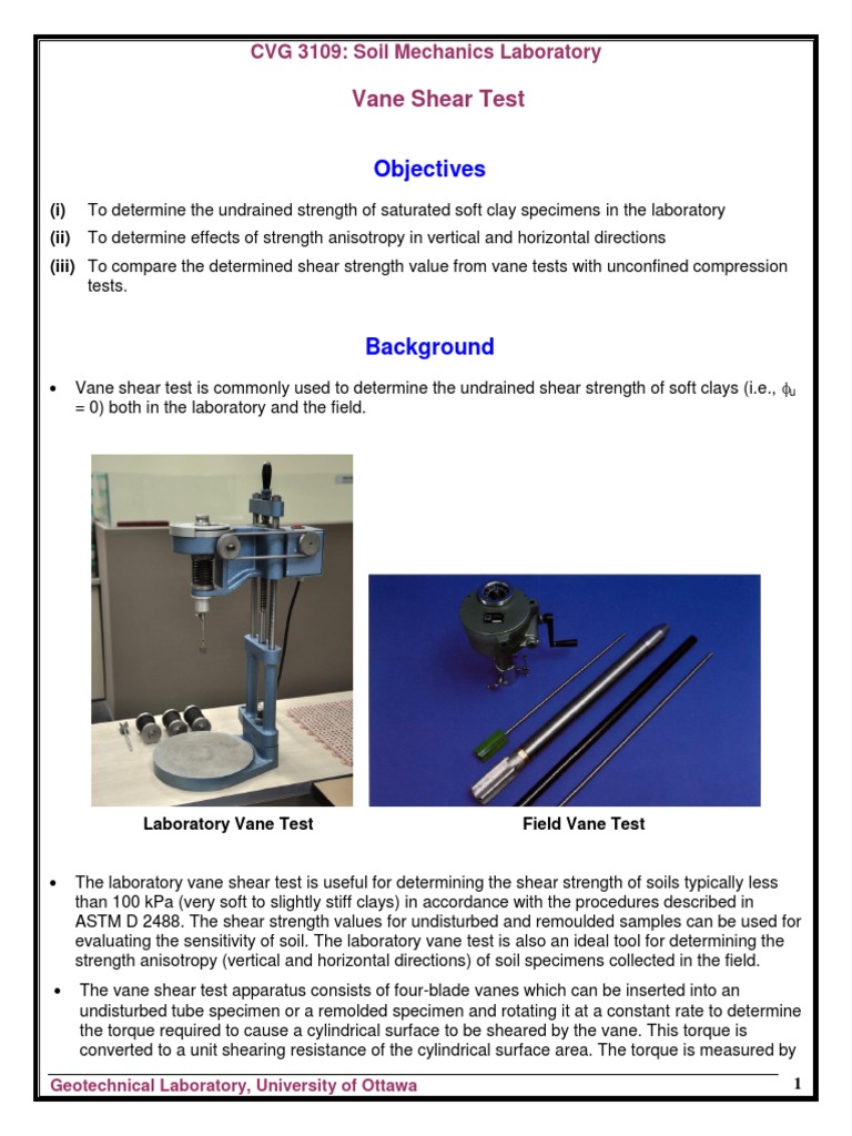Laboratory Vane Shear Test Procedure | PDF | Soil Mechanics ...