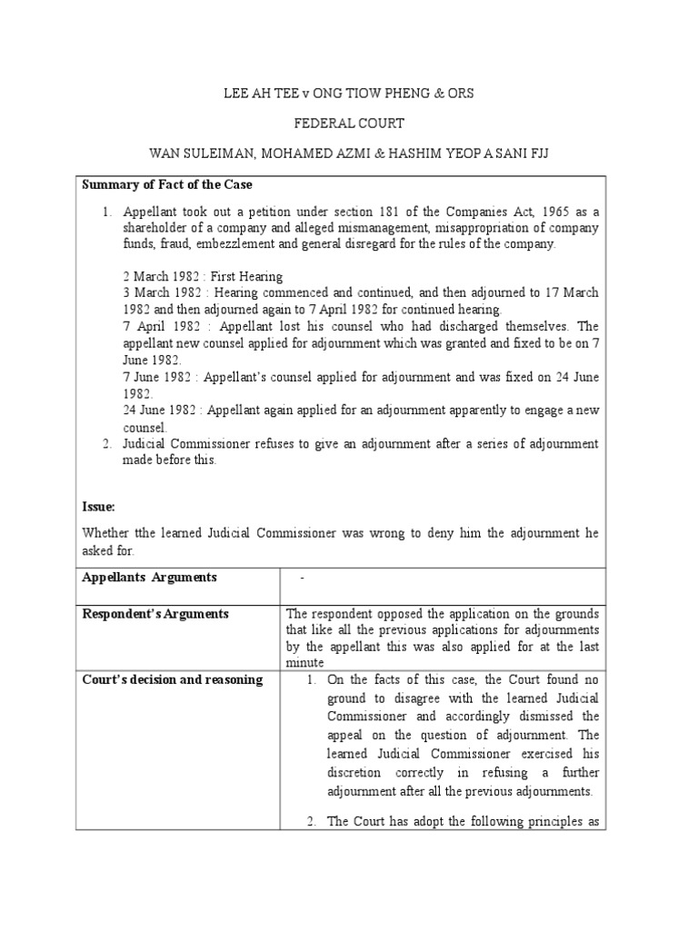 Lee Ah Tee V Ong Tiow Pheng Appeal Constitutional Law